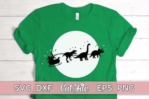 Christmas sleigh SVG Dinosaur cut file with PNG EPS DXF AI SVG Maggie Do Design 