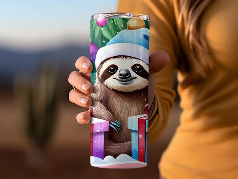 Christmas Sloth Tumbler wrap PNG Sublimation Luvleigh Digitals 