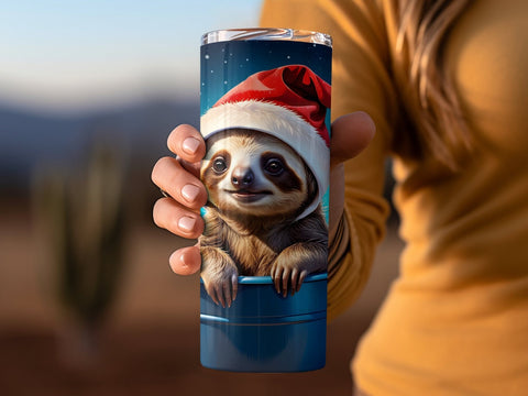Christmas Sloth Tumbler wrap PNG Sublimation Luvleigh Digitals 