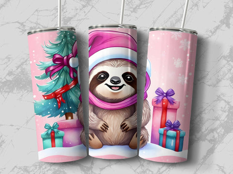 Christmas Sloth Tumbler wrap PNG Sublimation Luvleigh Digitals 