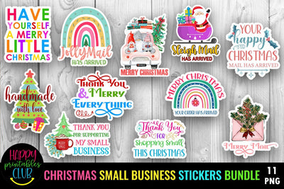 Christmas Small Business and Packaging Stickers Bundle SVG Happy Printables Club 