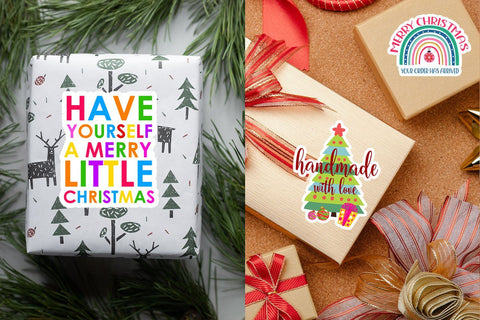 Christmas Small Business and Packaging Stickers Bundle SVG Happy Printables Club 