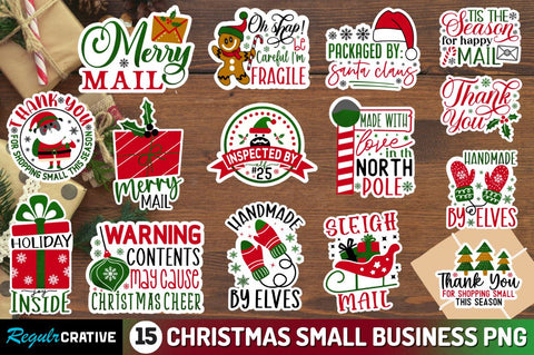 Christmas Small Business Stickers Png Bundle Sublimation Regulrcrative 