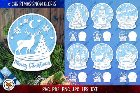 Christmas Snow Globe Bundle SVG | Christmas Paper Cut SVG SVG Digital Craftyfox 