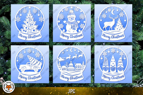 Christmas Snow Globe Bundle SVG | Christmas Paper Cut SVG SVG Digital Craftyfox 