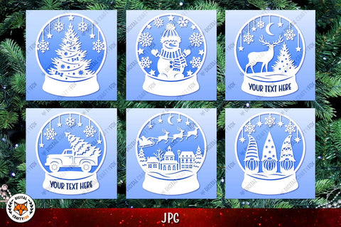 Christmas Snow Globe Bundle SVG | Christmas Paper Cut SVG SVG Digital Craftyfox 