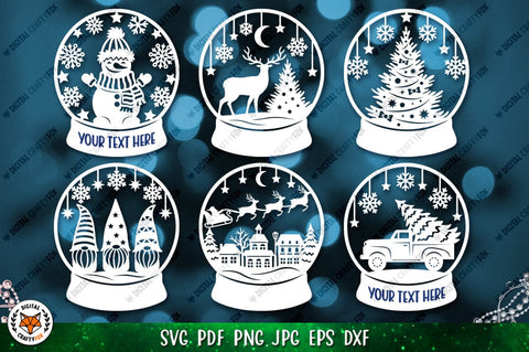 Christmas Snow Globe Bundle SVG | Christmas Paper Cut SVG SVG Digital Craftyfox 