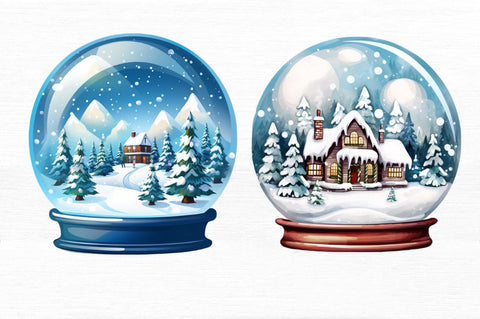 Christmas Snow Globe Clipart png Bundle Sublimation Regulrcrative 