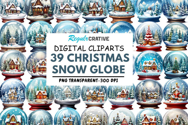 Christmas Snow Globe Clipart png Bundle Sublimation Regulrcrative 