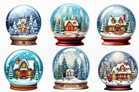 Christmas Snow Globe Clipart png Bundle Sublimation Regulrcrative 