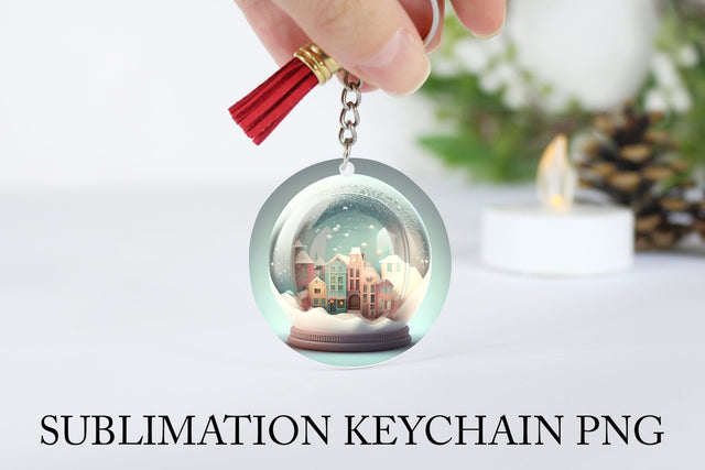 Christmas Snow Globe Keychain. Keychain Christmas Old Town PNG Sublimation Olga Terlyanskaya 