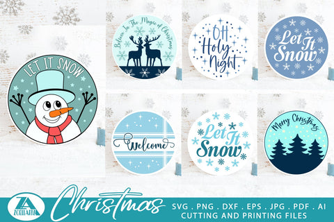 Christmas Snow Round SVG Bundle Winter Sign Making Bundle SVG zoellartz 