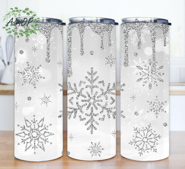 Christmas Snowflake 20oz Skinny Tumbler, Snowflake Glitter Tumbler Wrap, Merry Christmas Design Png, Merry Christmas Sulimation Design, Digital Download Sublimation AdriOP 