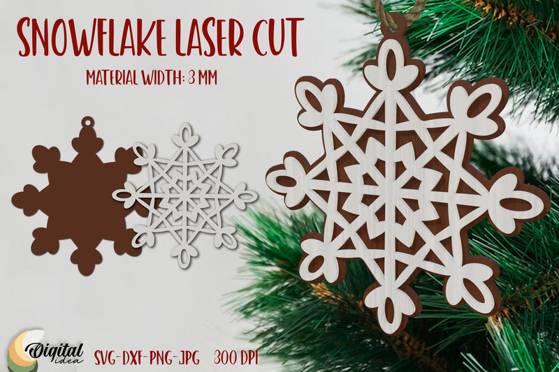 Christmas Snowflake. 3D Snowflake Laser Cut. Snowflake Laser Ornament SVG Evgenyia Guschina 