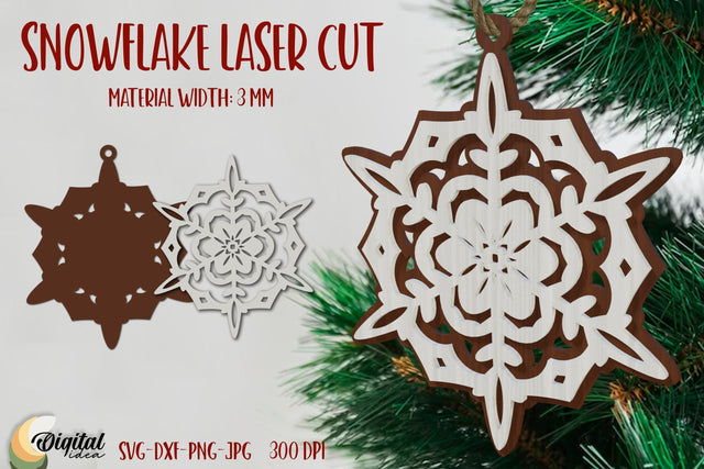 Christmas Snowflake. 3D Snowflake Laser Cut. Snowflake Laser Ornament SVG Evgenyia Guschina 