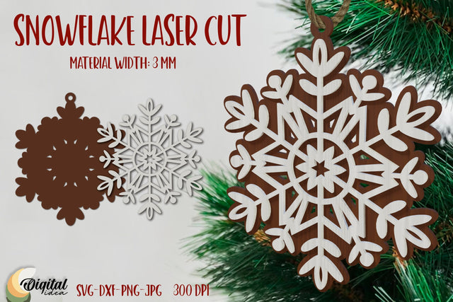 Christmas Snowflake. 3D Snowflake Laser Cut. Snowflake Laser Ornament SVG Evgenyia Guschina 
