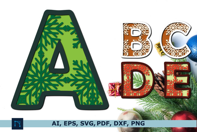 Christmas snowflake alphabet SVG bundle SVG MD JOYNAL ABDIN 