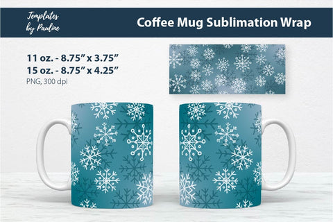 Christmas Snowflake Coffee Mug Wrap for Sublimation Sublimation Templates by Pauline 