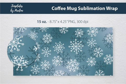 Christmas Snowflake Coffee Mug Wrap for Sublimation Sublimation Templates by Pauline 
