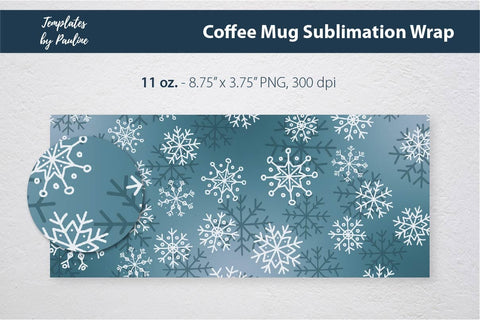 Christmas Snowflake Coffee Mug Wrap for Sublimation Sublimation Templates by Pauline 