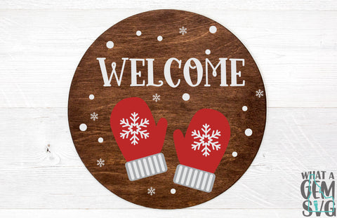 Christmas Snowflake Mittens Welcome Door Hanger SVG | Winter Mittens Door Hanger SVG | Christmas Door Hanger SVG | Christmas svg | Welcome SVG What A Gem SVG 