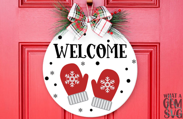 Christmas Snowflake Mittens Welcome Door Hanger SVG | Winter Mittens Door Hanger SVG | Christmas Door Hanger SVG | Christmas svg | Welcome SVG What A Gem SVG 