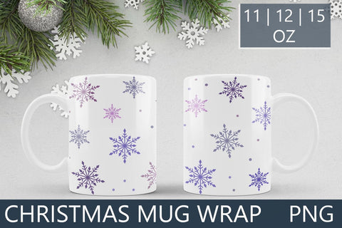 Christmas snowflake mug wrap sublimation png, Winter mug 11, 12, 15, oz Sublimation AnastasiyaArtDesign 