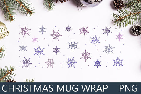 Christmas snowflake mug wrap sublimation png, Winter mug 11, 12, 15, oz Sublimation AnastasiyaArtDesign 