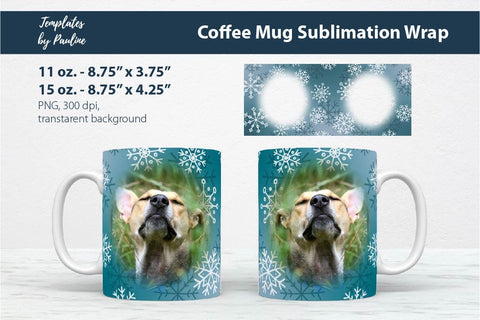 Christmas Snowflake Photo Mug Wrap for Sublimation Sublimation Templates by Pauline 