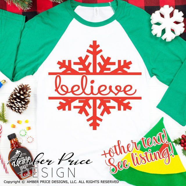 Christmas Snowflake SVG Bundle | Believe Peace Joy | Christmas ornaments SVG PNG DXF SVG Amber Price Design 