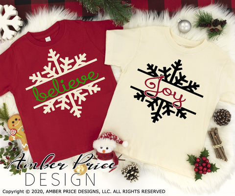 Christmas Snowflake SVG Bundle | Believe Peace Joy | Christmas ornaments SVG PNG DXF SVG Amber Price Design 