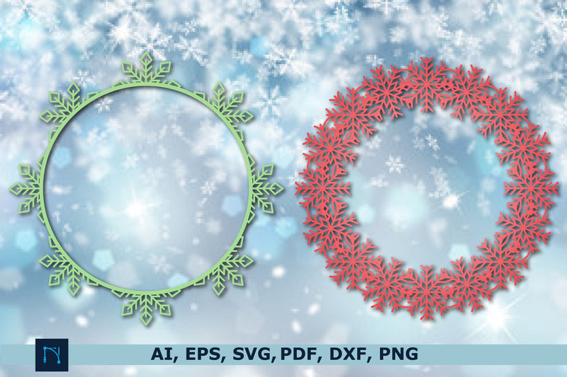 Christmas Snowflake Wreath Svg Bundle So Fontsy