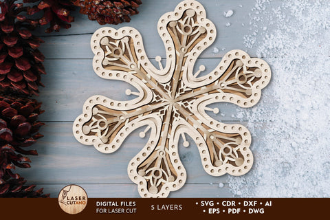 Christmas Snowflakes Multilayer File, Home Decor SVG LaserCutano 