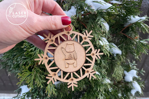 CHRISTMAS Snowflakes Ornaments Bundle Laser Cut Wood and Paper Cut Template SVG LaserCutano 