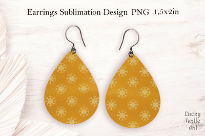 Christmas snowflakes teardrop earrings sublimation design Sublimation LuckyTurtleArt 