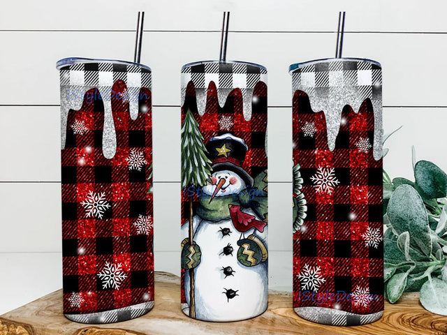 Christmas Snowman 20oz Skinny Tumbler Design, Christmas Tumbler Png, Snowman Tumbler Png, Christmas Tartan Tumbler Png, Instant Download Sublimation iStyleDesign 