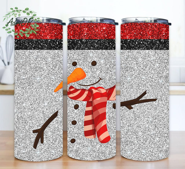 Christmas Snowman 20oz Skinny Tumbler Png, Glitter Snowman Tumbler, Cute Winter Snowman Tumbler, Holiday Tumbler, Christmas Snowman Tumbler Sublimation AdriOP 