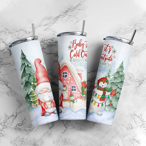 Christmas Snowman Baby It's Cold Outside 20oz skinny tumbler Png, Gift for Christmas, Christmas tumbler, xmas gift Sublimation CaldwellArt 