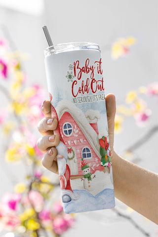 Christmas Snowman Baby It's Cold Outside 20oz skinny tumbler Png, Gift for Christmas, Christmas tumbler, xmas gift Sublimation CaldwellArt 