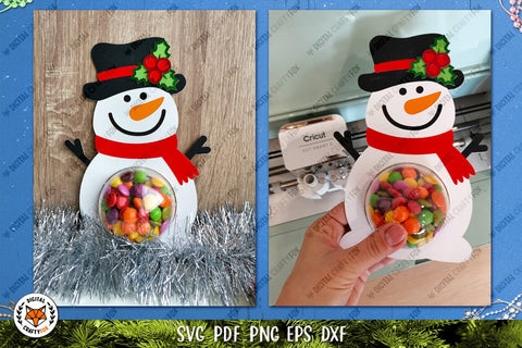 Christmas Snowman Candy Dome SVG | 3D Snowman Layered SVG 3D Paper Digital Craftyfox 