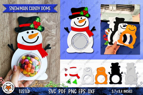 Christmas Snowman Candy Dome SVG | 3D Snowman Layered SVG 3D Paper Digital Craftyfox 