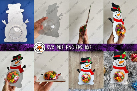 Christmas Snowman Candy Dome SVG | 3D Snowman Layered SVG 3D Paper Digital Craftyfox 