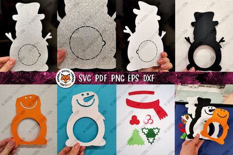 Christmas Snowman Candy Dome SVG | 3D Snowman Layered SVG 3D Paper Digital Craftyfox 