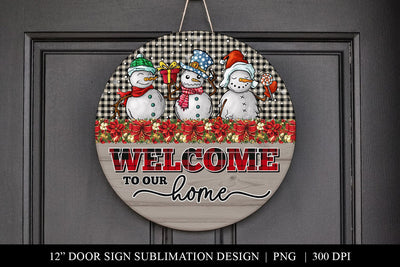 Christmas Snowman Door Hanger PNG Sublimation BijouBay 