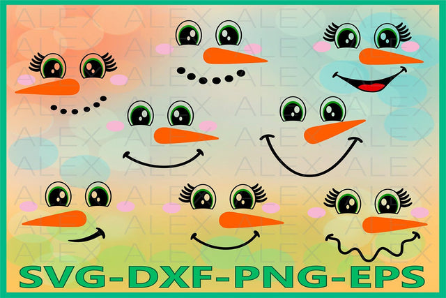 Christmas Snowman Face Svg SVG AlexSVGStudio 