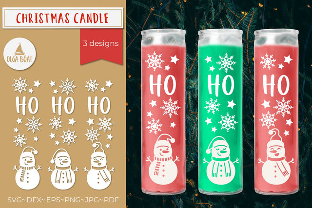 Christmas Snowman Ho Ho Ho | Dollar tree Christmas candle svg SVG Olga Boat Design 