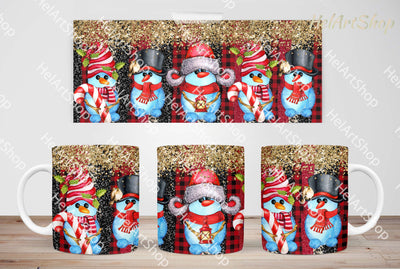 Christmas Snowman Mug PNG, Christmas Brush Strokes 11Oz Mug Sublimation _HelArtShop_ 