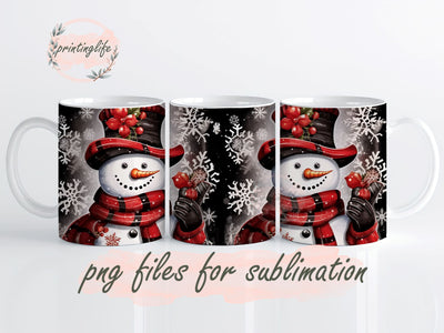 Christmas Snowman Mug Wrap, Christmas Snowman Sublimation Design, Instant Digital Download PNG, Holiday Mug Wrap Sublimation PrintingLife 