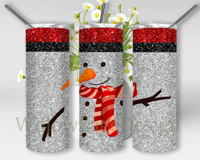 Christmas Snowman Tumbler Design, Snowman Glitter 20oz Full Tumbler Wrap, Christmas Tumbler Png, Winter Tumbler Template, Digital Download Sublimation WillowSageDesign 