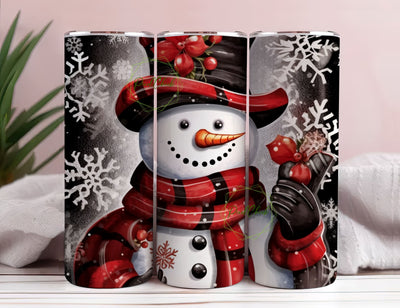 Christmas Snowman Tumbler Wrap, 20 oz Skinny Tumbler Sublimation Design, Instant Digital Download PNG, Holiday Tumbler Wrap Sublimation PixelChick 